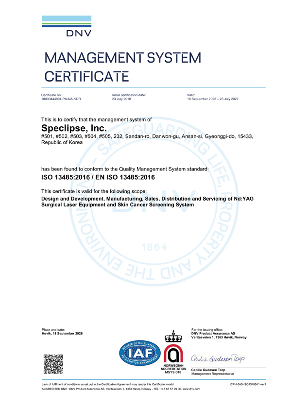 EN ISO 13485 Certificate (DNV)